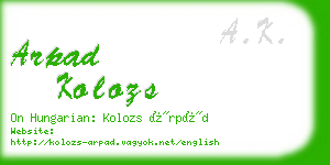 arpad kolozs business card